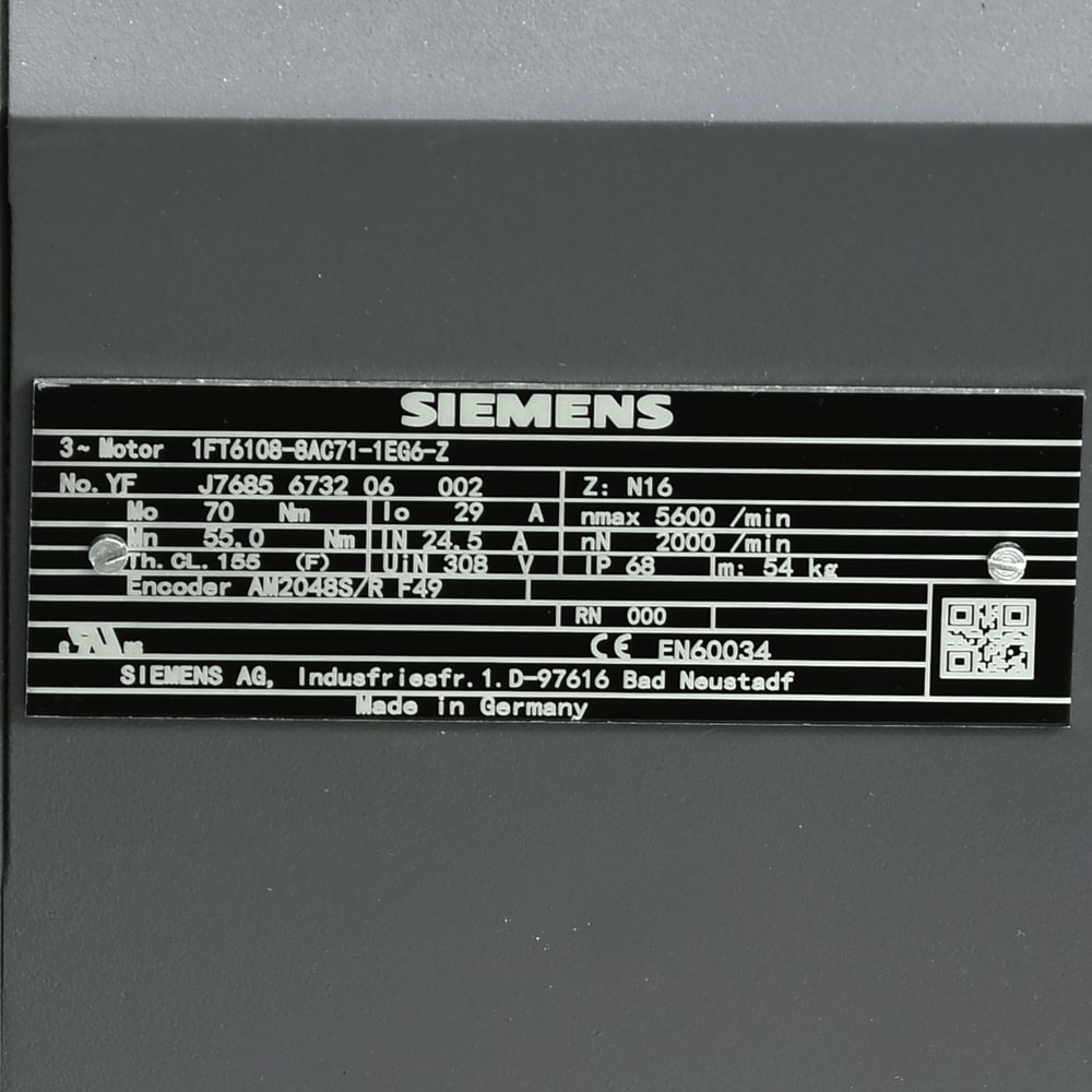 Siemens Servo Motor 1FT6108-8AC71-1EG6-Z